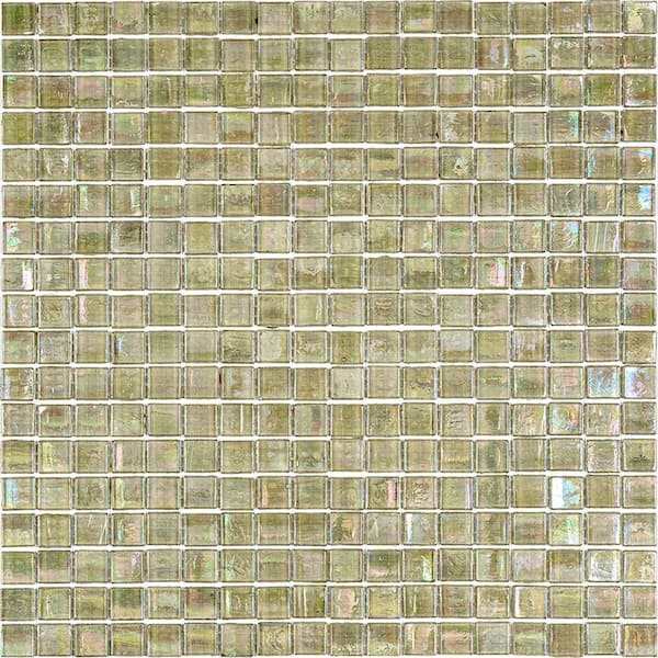 Apollo Tile Skosh Glossy Yellowish Gray 11.6 in. x 11.6 in. Glass Mosaic Wall and Floor Tile (18.69 sq. ft./case) (20-pack)