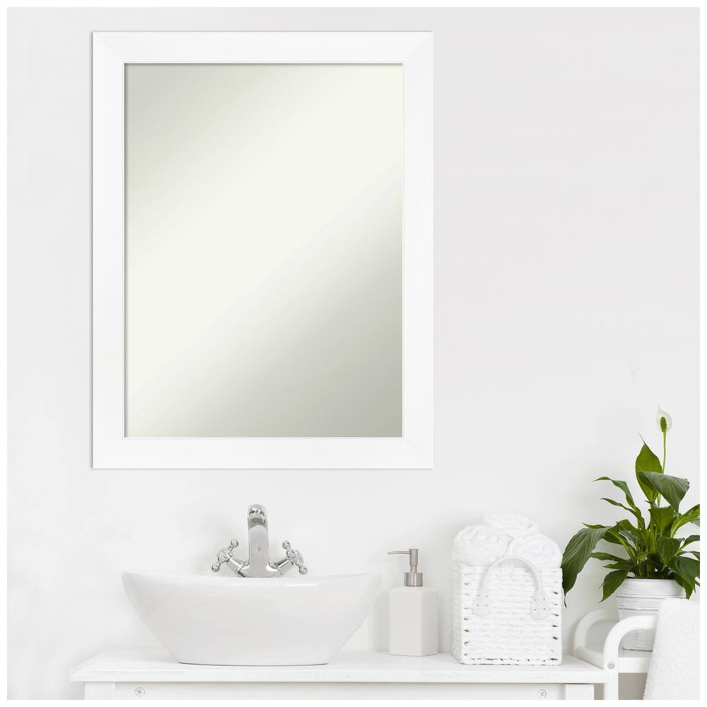 White Matte Rectangular Wall-Mounted Bathroom Vanity Mirror