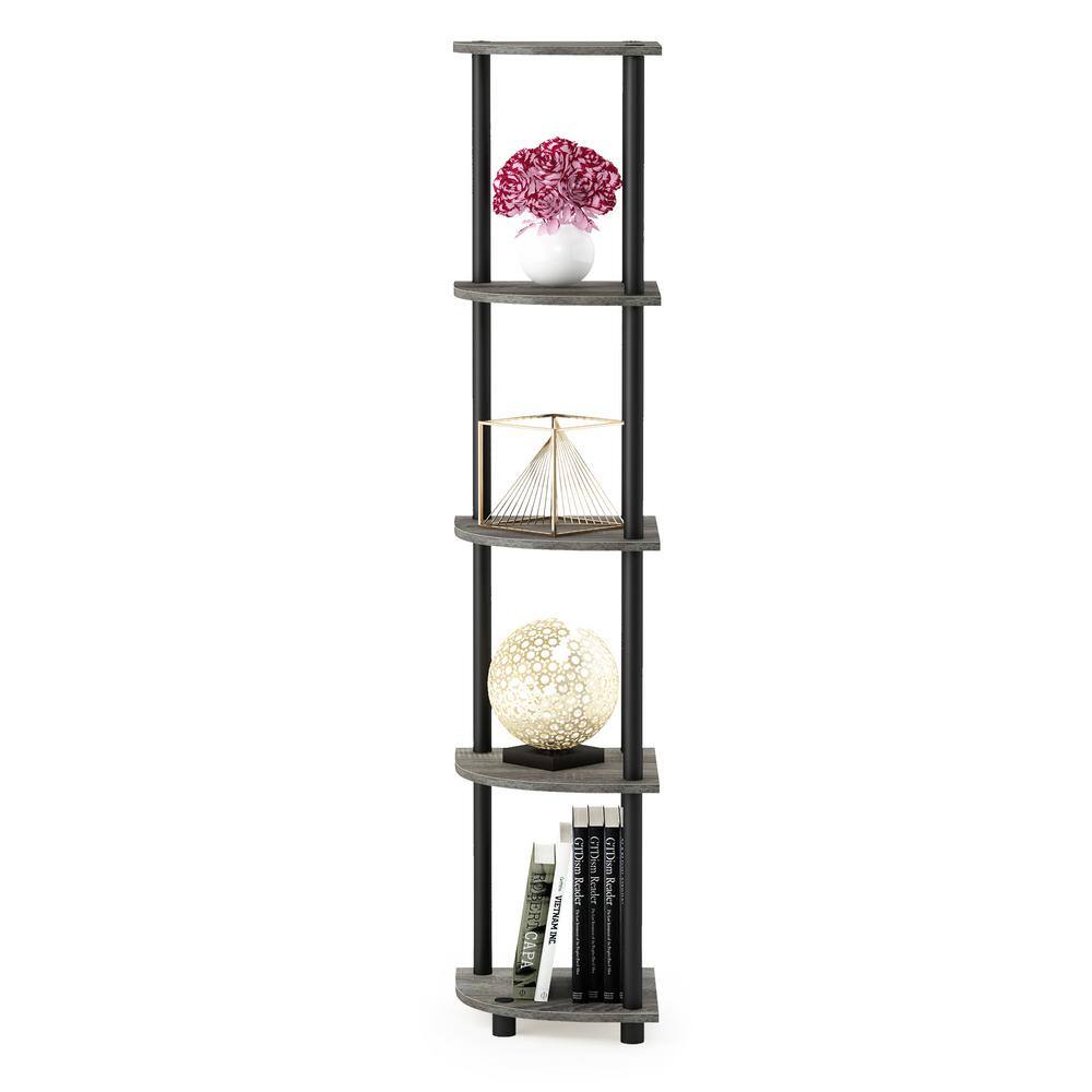 French Oak Grey/Black Heavy Duty 5-Tier Corner Shelf