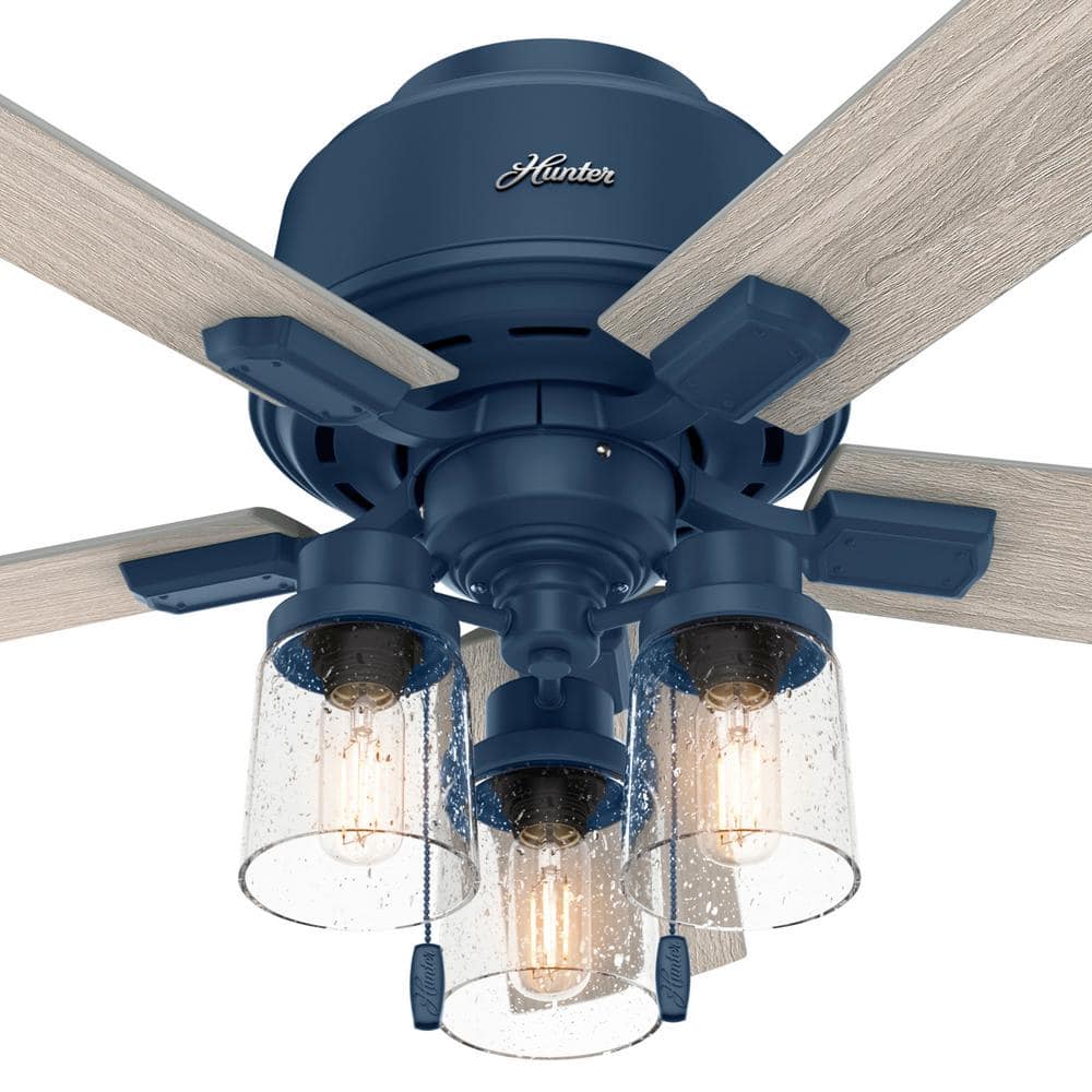 Indigo Blue 44" Low Profile Ceiling Fan with Lighting