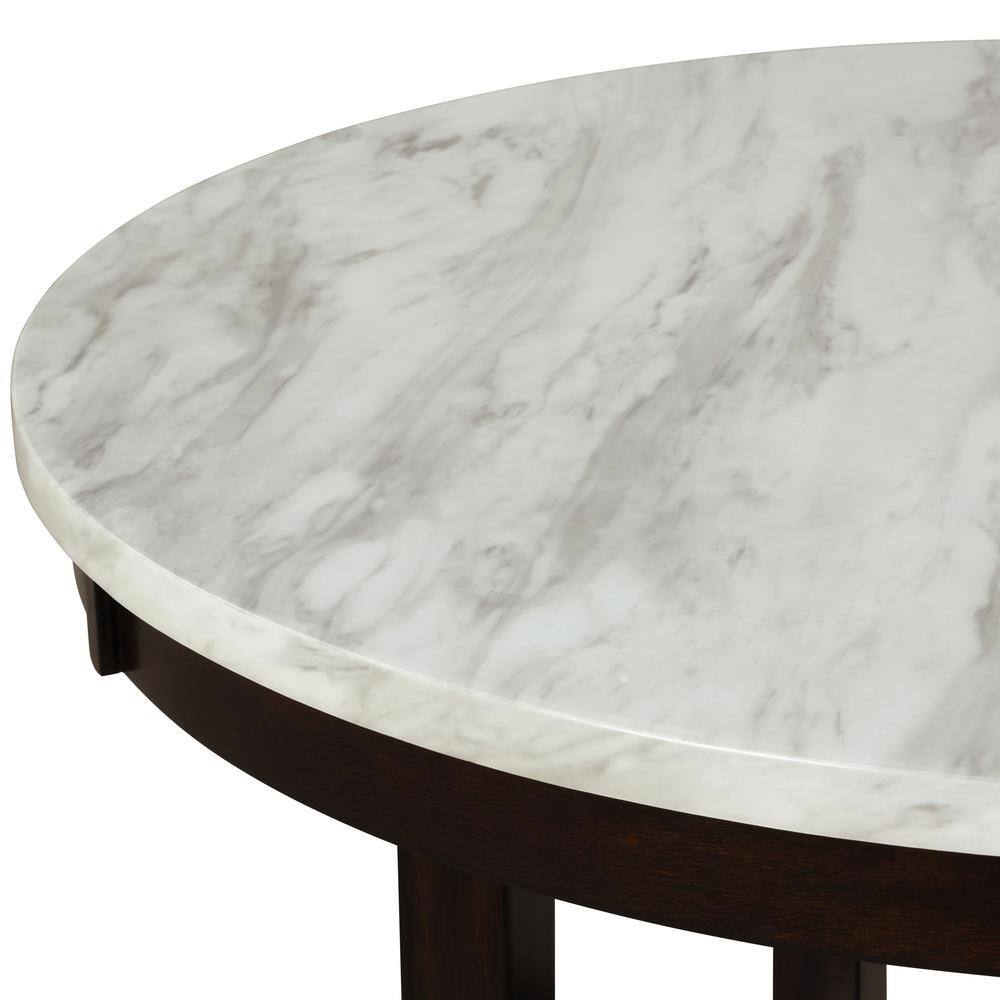Celeste 48'' Round Espresso Wood & Faux Marble Dining Table