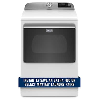 7.4 cu. ft. 240-Volt Smart Capable White Electric Vented Dryer with Hamper Door and Steam, ENERGY STAR