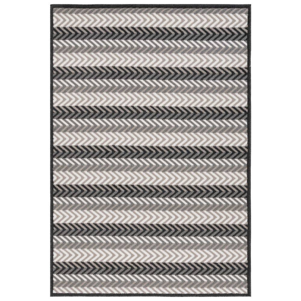 Pyramid 4 ft. x 6 ft. Gray/Ivory Black Striped Chevron Area Rug price history on PriceWatchPro