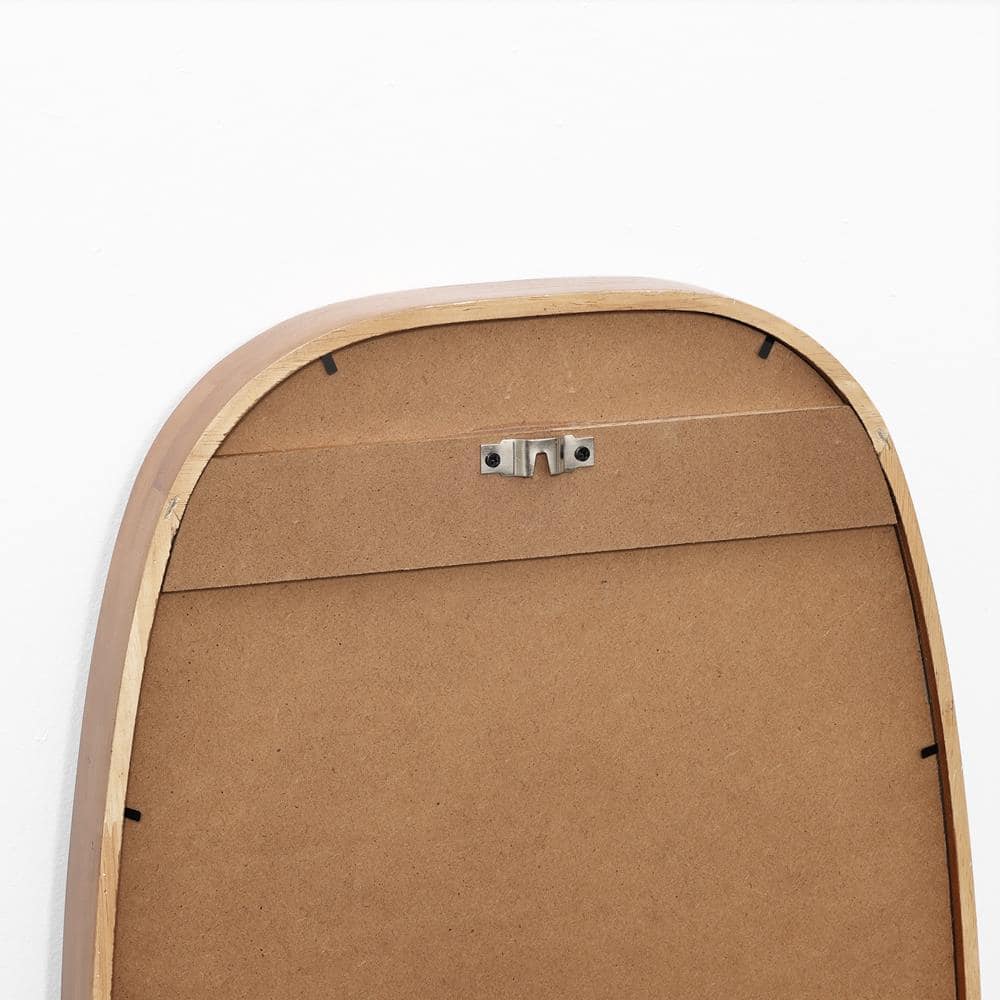 Natural Rubberwood Frame Rounded Rectangle Wall Mirror