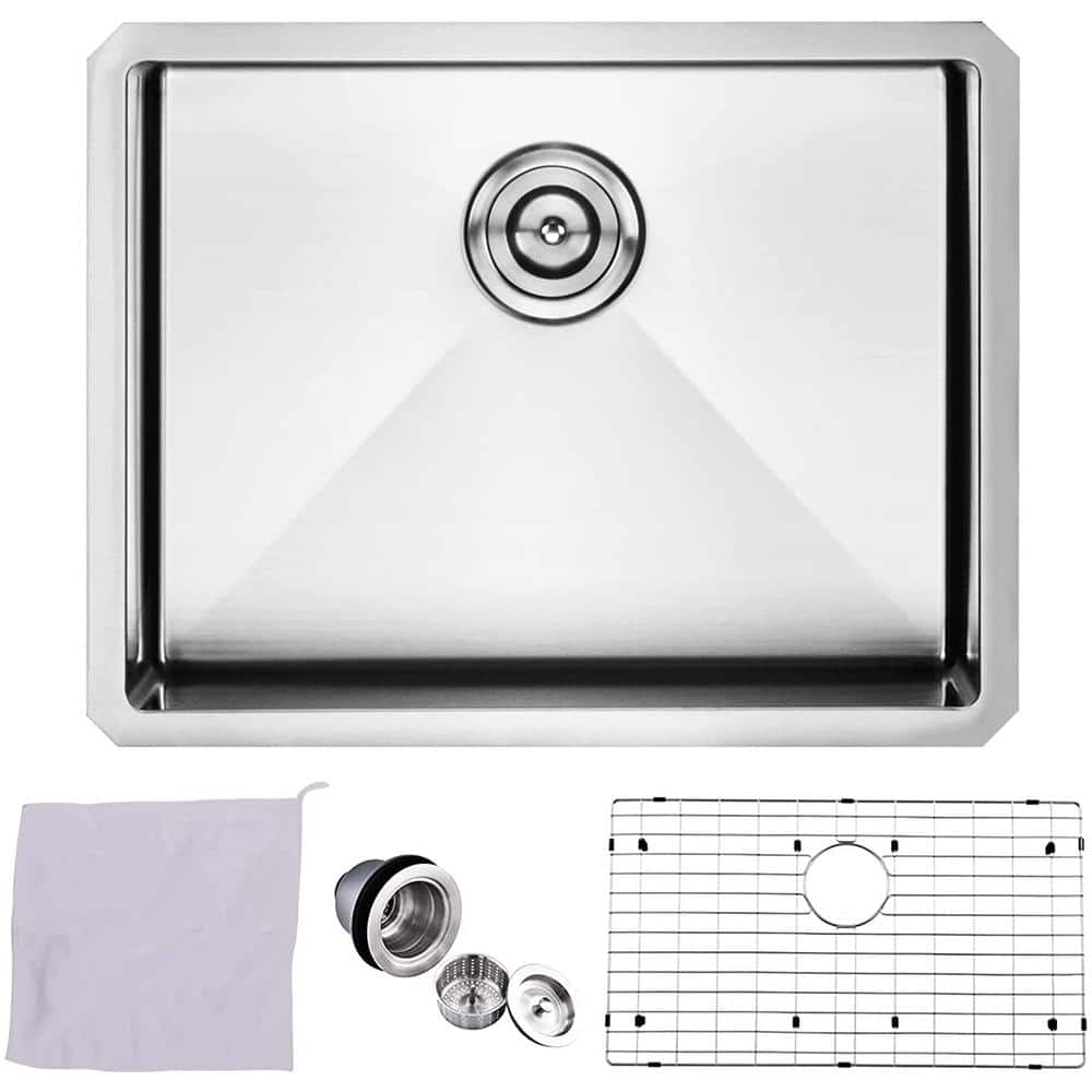 APPASO 16G Stainless Steel 23 in. Single Bowl Undermount Workstation