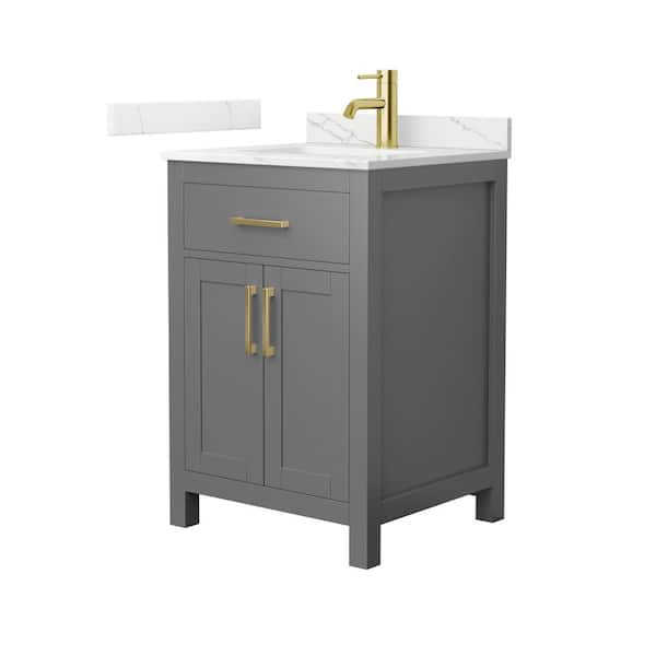 Beckett 24 in. Single Freestanding Dark Gray Bath Vanity with Giotto Quartz Top (Assembled)