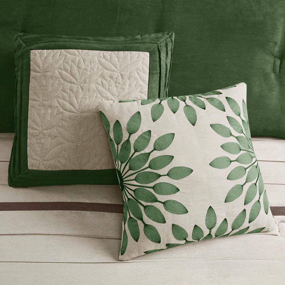 Green and Beige Queen Microfiber Comforter Set