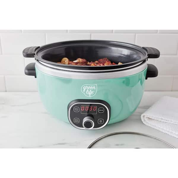 GreenLife Healthy Cook Duo 6 Quart Slow Cooker, Turquoise