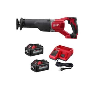 M18 18V Lithium-Ion Cordless SAWZALL Reciprocating Saw w/ Two 6.0 Ah Battery and Charger