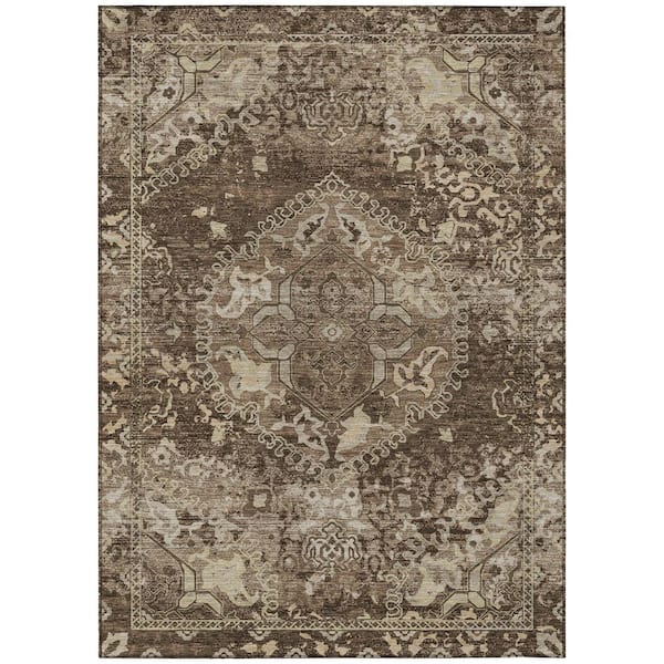 Chantille Machine Washable Indoor/Outdoor Abstract ACN3169 Chocolate 8 ft. x 10 ft. Area Rug