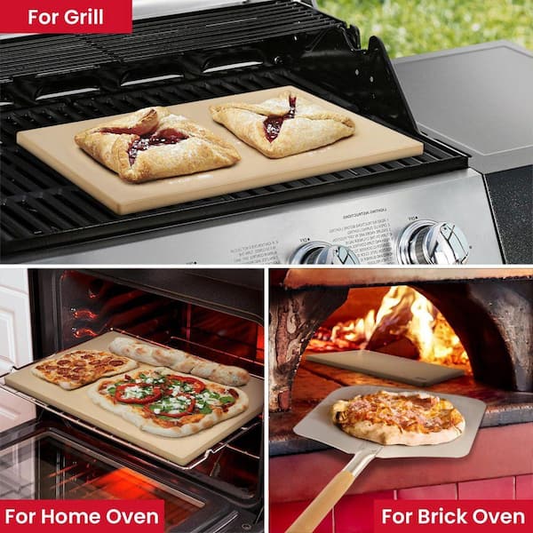 JFVKAF Extra Large Cordierite Rectangular Pizza Stone Beige Finish