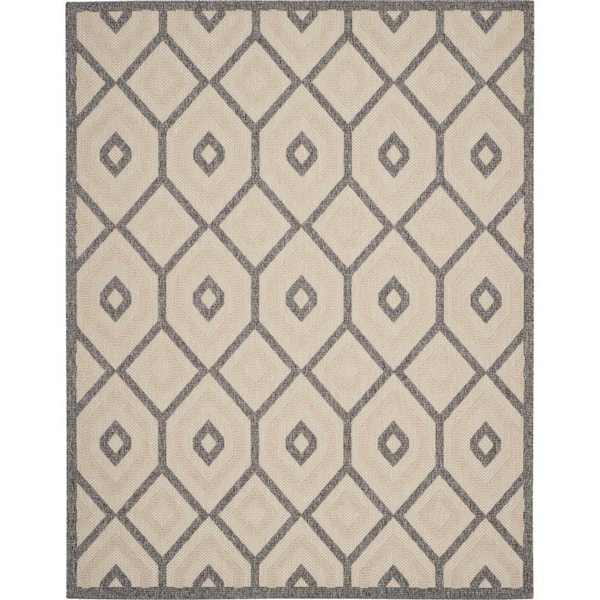 Home Decorators Collection Palamos Cream 8 ft. x 10 ft. Geometric Contemporary Indoor/Outdoor Patio Area Rug