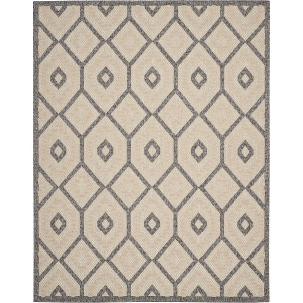 Palamos Cream 8 ft. x 10 ft. Geometric Contemporary Indoor/Outdoor Patio Area Rug