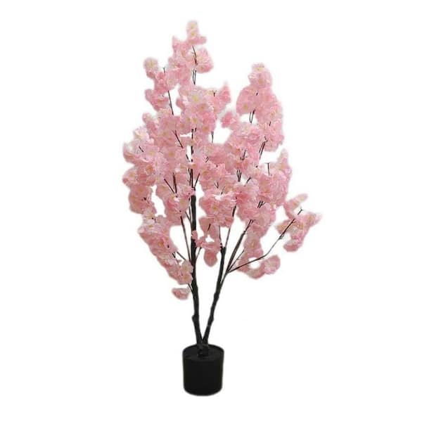 4 ft. Cherry Blossom Artificial Trees,Handmade Fake Blossom Trees with Plastic Pot