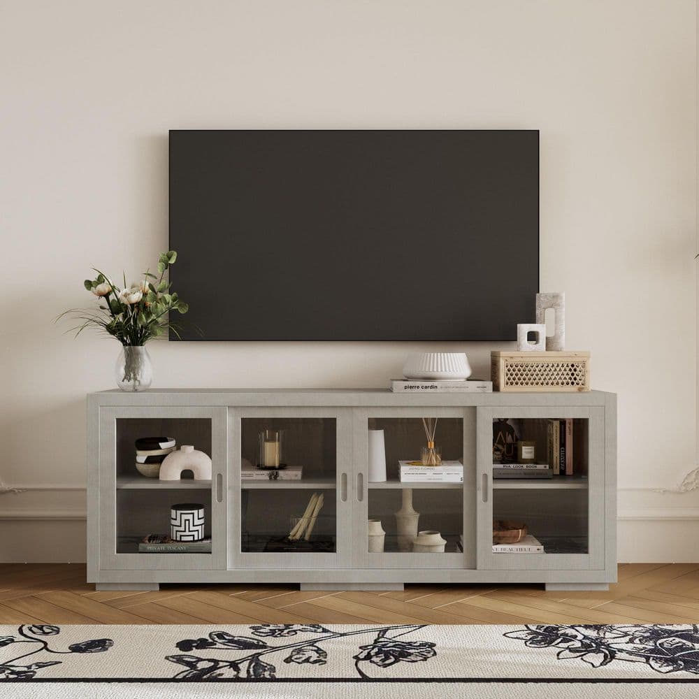 Homsee Gray TV Stand Entertainment Center Fits TV's Up to 70 in