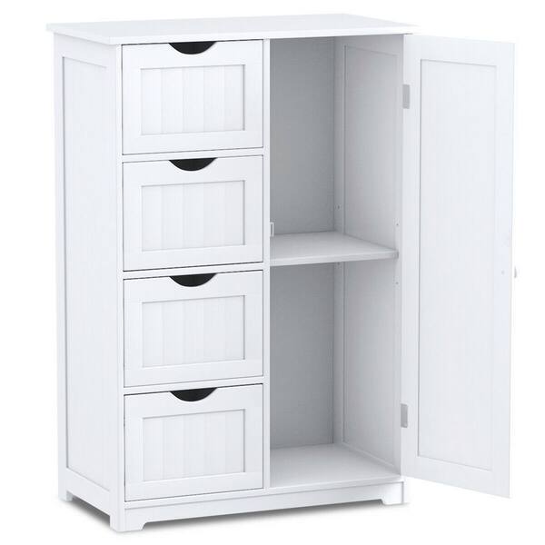 Decora Ready to Assemble 12 in. x 32 in. x 22 in. Wooden 4-Drawer Bath Cabinet Storage Cupboard with 2-Shelves in White Decora Ready to Assemble 12 in. x 32 in. x 22 in. Wooden 4-Drawer Bath Cabinet Storage Cupboard with 2-Shelves in White