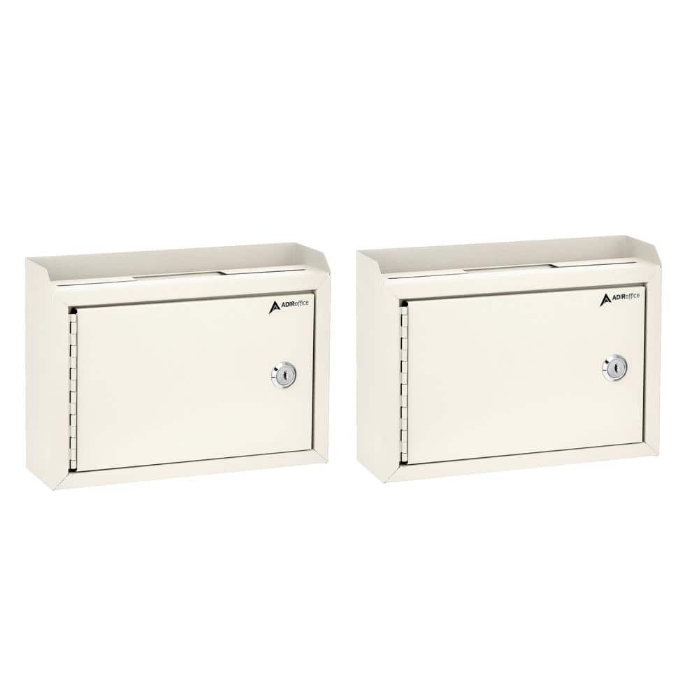 AdirOffice Wall Mountable Medium Size Steel Multi-Purpose Suggestion Drop Box Mailbox (2-Pack), White -  631-02-WHI-2pk