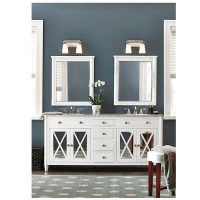Barcelona 73 in. W x 22 in. D Double Bath Vanity in White with Granite Vanity Top in Grey and White Sink