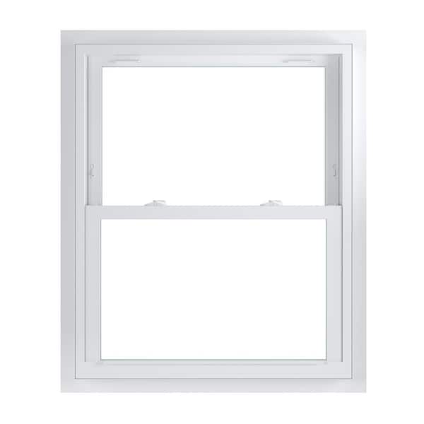 American Craftsman 33.75 in. x 40.75 in. 70 Series White Double Hung Low-E2 Argon PS Glass Vinyl Fin with J Window, Screen Incl