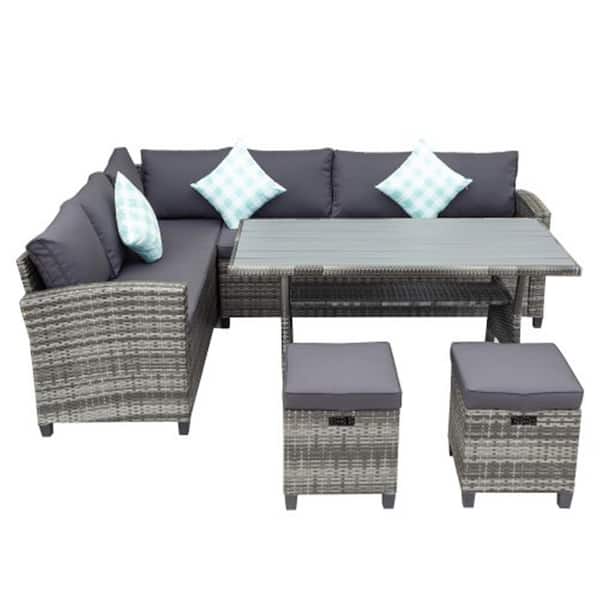 Boyel Living 5 Piece Outdoor Conversation Set Wicker Sectional Sofa Couch Dining Table Chair With Throw Pillows Bh Wy000076eaa The Home Depot - 5 Piece Sectional Sofa Outdoor Boyel Living 5 Piece Outdoor Conversation Set Wicker Sectional Sofa Couch Dining Table Chair With Throw Pillows Bh Wy000076eaa The Home Depot - 5 Piece Sectional Sofa Outdoor