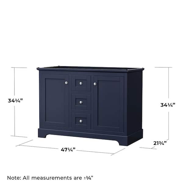 Wyndham Collection Avery 47.25-in Dark Blue Bathroom Vanity Cabinet