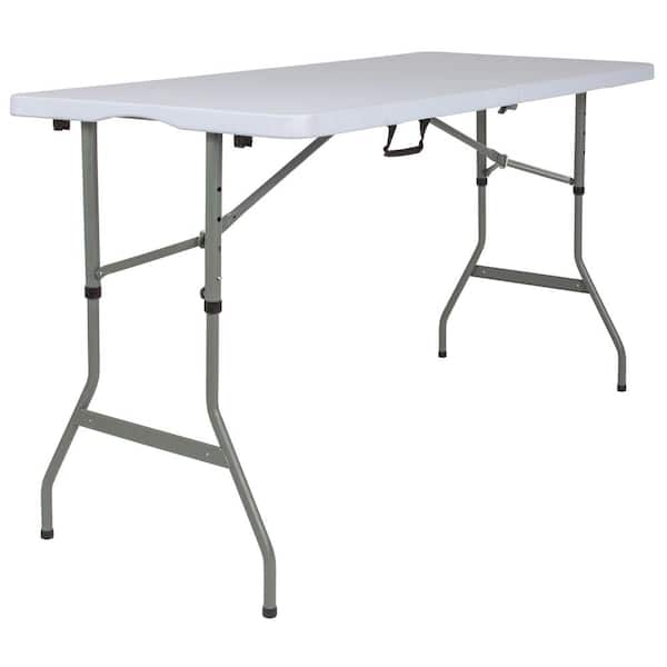Unbranded CGA-RB-231465-GR-HD 60 in. Granite White Plastic Tabletop Metal Frame Folding Table - 2
