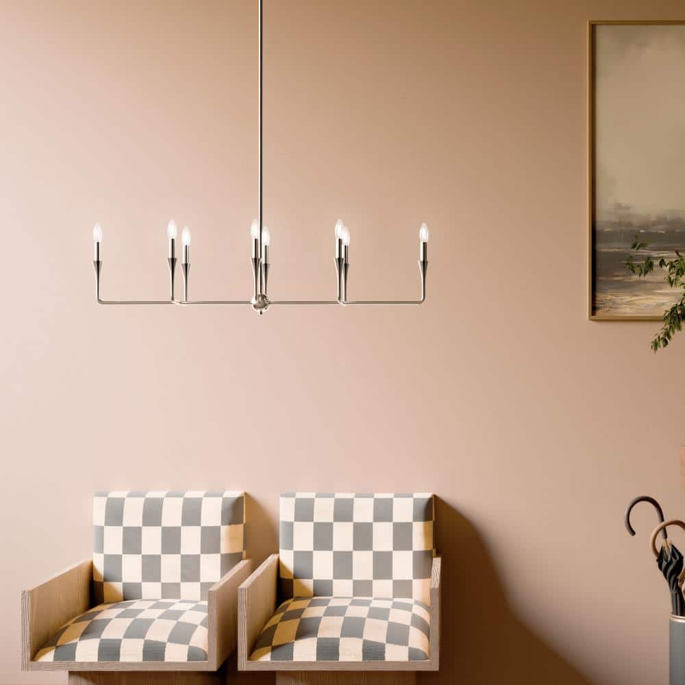 Alvaro 45.5 in. 8-Light Polished Nickel Modern Candle Linear Chandelier for Dining Room price history on PriceWatchPro