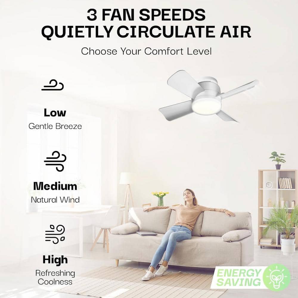 Bright White 6" LED Ceiling Fan with Remote and 4 Blades