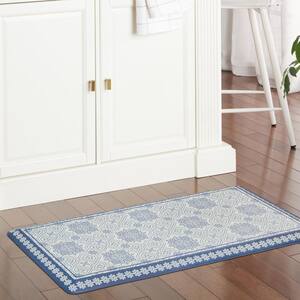 Comfort Anti Fatigue Strie Medallion Navy Blue 19.6 in. x 39 in. Kitchen Mat