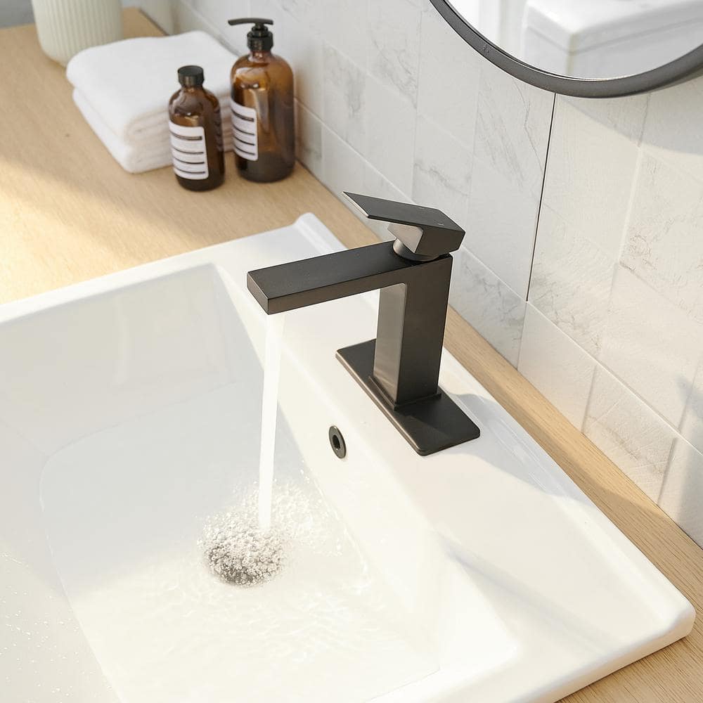 Matte Black Stainless Steel Single Handle Bathroom Faucet