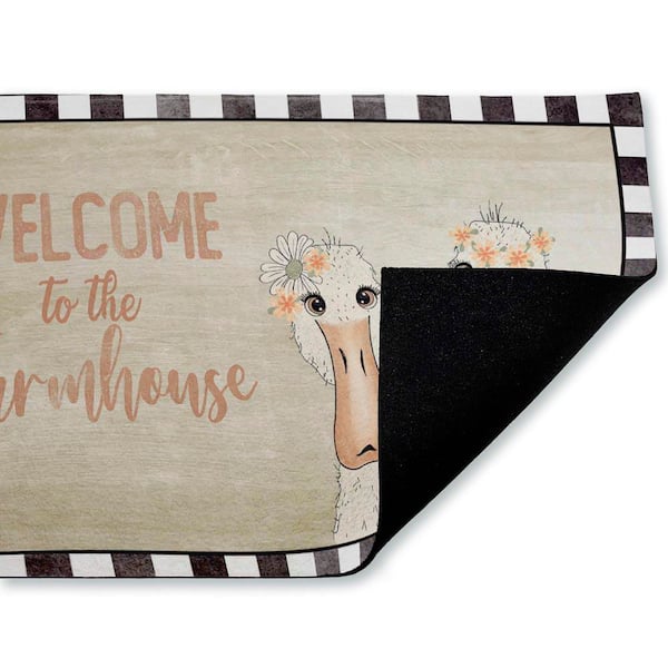Welcome Farmhouse Ducks Black 18 in. x 30 in. Polyester Non-Slip Outdoor Door Mat