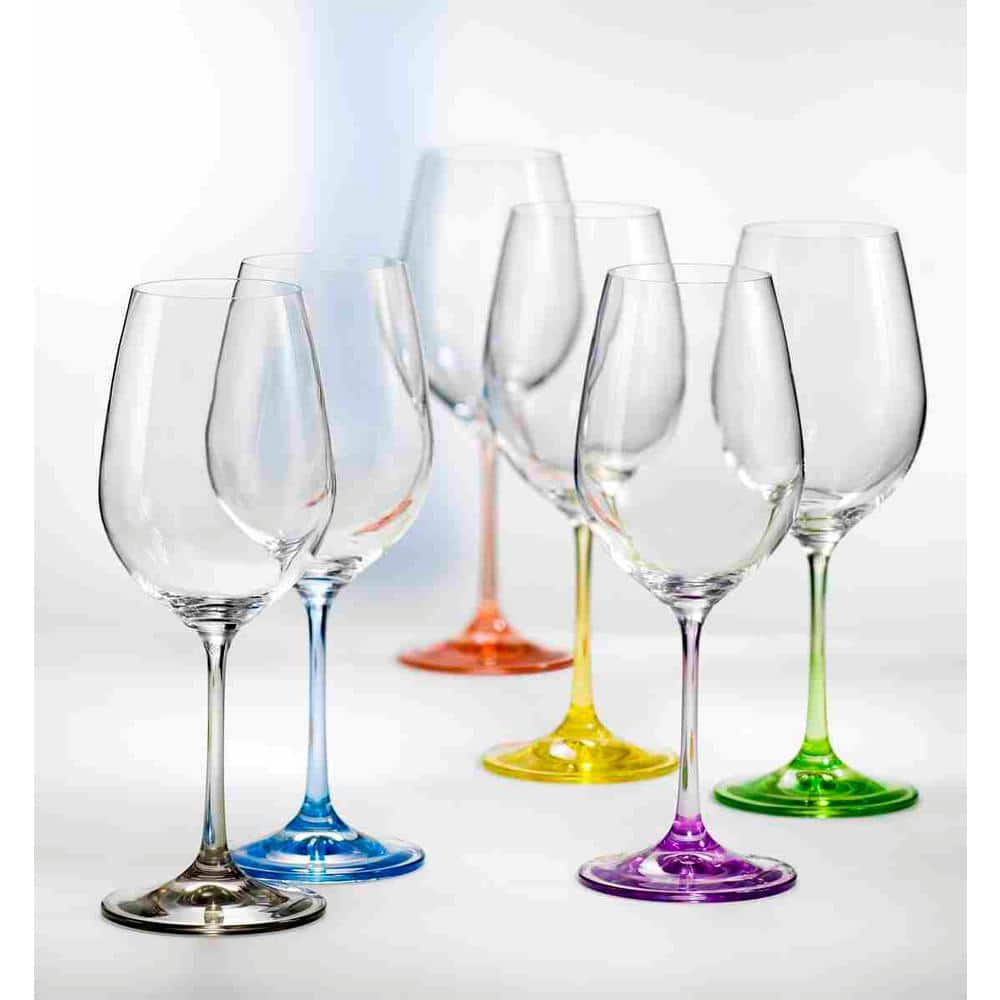 Rainbow 12 oz. Wine x 6-assorted colors (Set of 6) BC180-350 - The
