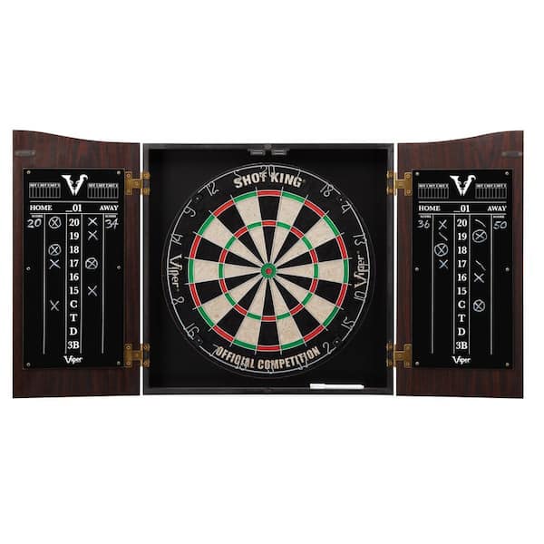 Viper Vault Shot King Sisal 17.75 in. Dartboard with Cabinet and Accessories
