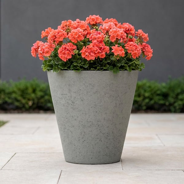 Algreen Crete 16 in. x 17 in. Taupestone Plastic Planter 89806