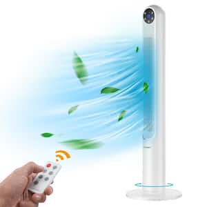 42 in. Tower Fan Smart Display Panel 12H Timer 80 Degree Oscillating Fan with Remote White