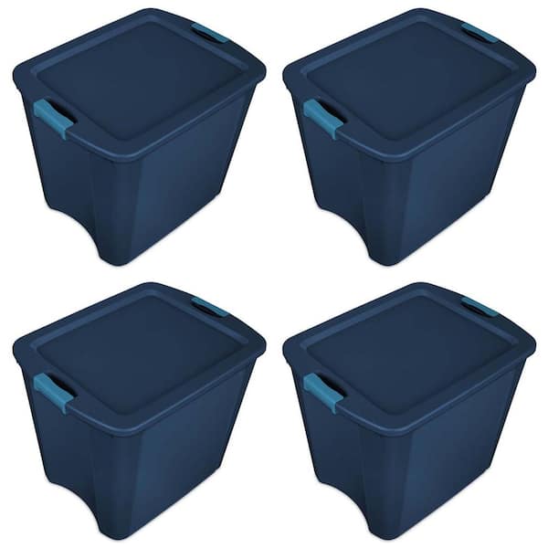 26 Gal. Latch and Carry Storage Tote in True Blue (4-Pack)
