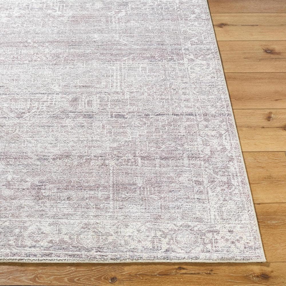 Medium Gray and Ivory Synthetic Medallion Area Rug
