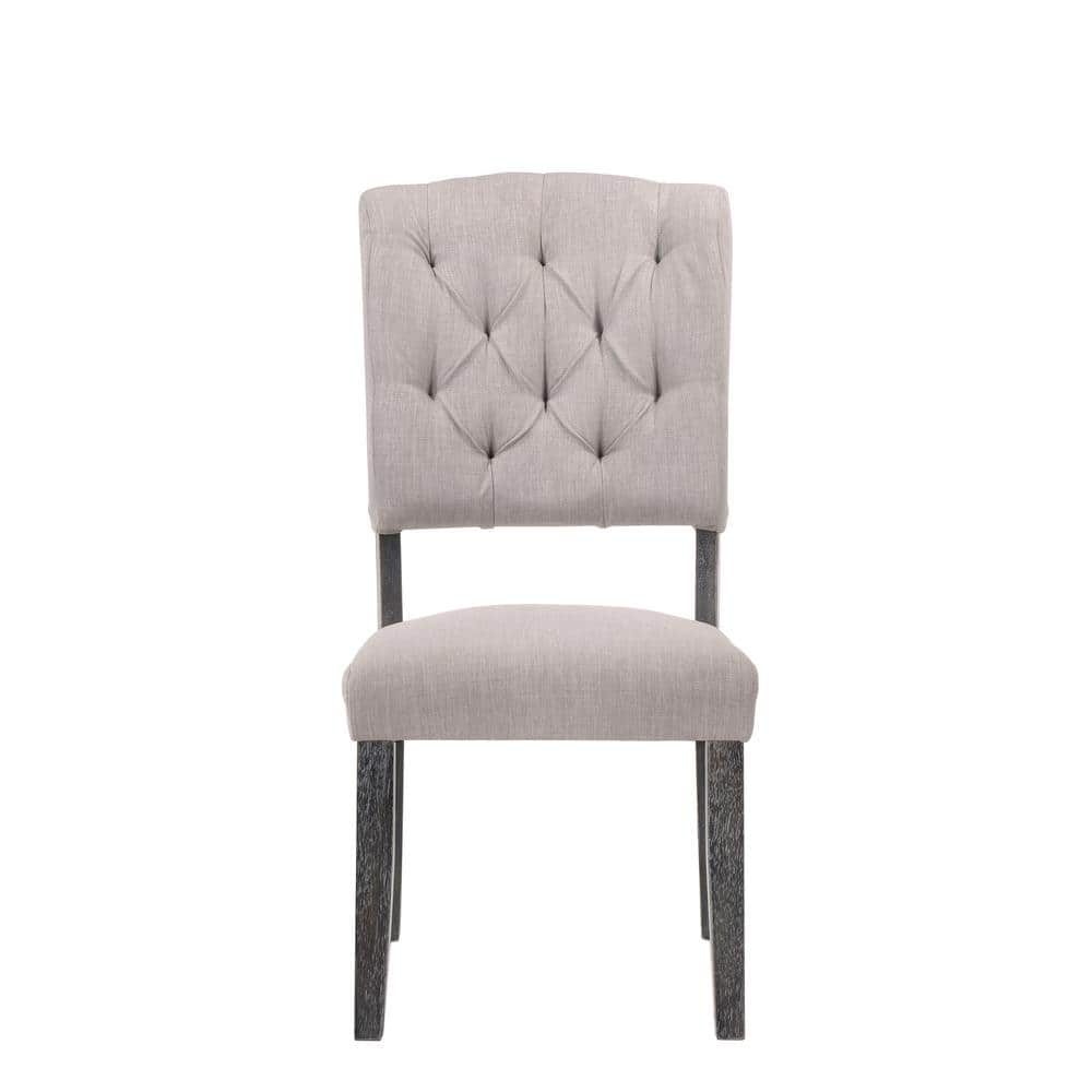 Acme Valkyrie Side Chair Set Of 2 In Light Gold And Gray Finish