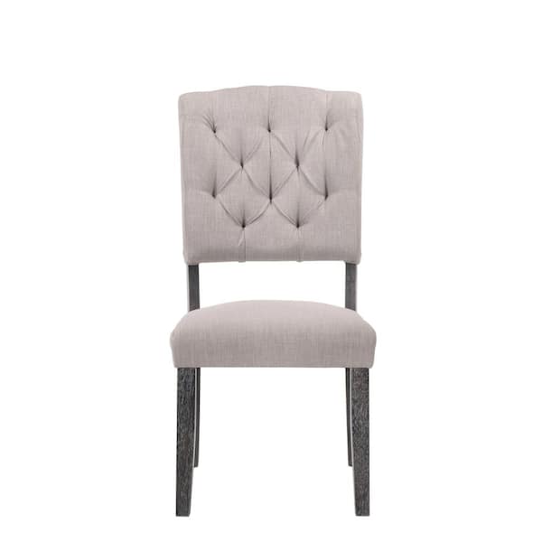 Acme Furniture Fabric and Weathered Gray Oak Bernard Side Chair 
