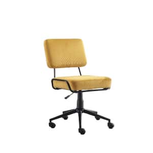 Adjustable Height Yellow Corduroy Seat Office Task Chair with Wheels