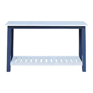 Surrey 50 in. Chalk and Blue Rectangle Solid Wood Console Table