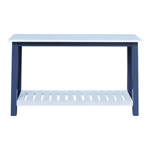 International Concepts Surrey 50 in. Chalk and Blue Rectangle Solid Wood Console Table