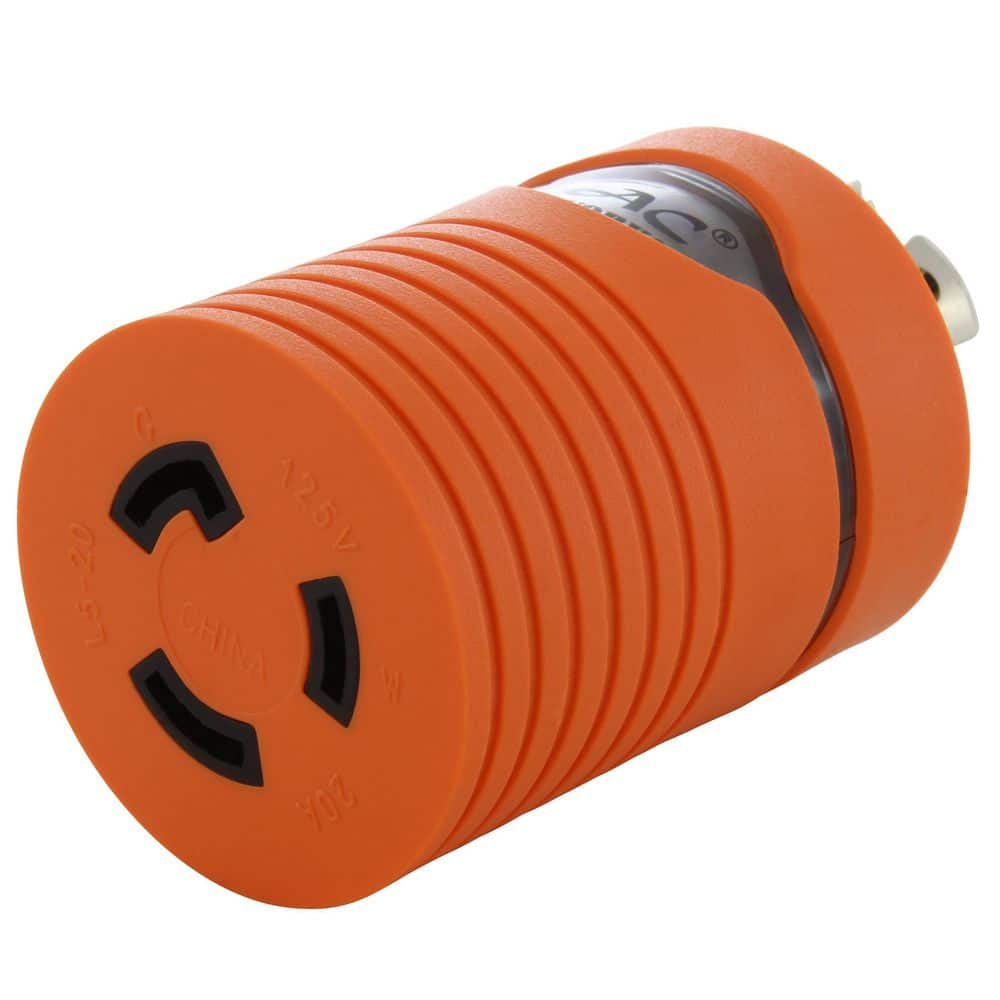 AC WORKS Locking Adapter L14 20P 20 Amp 125 250 Volt 4 Prong Male Plug   Orange Ac Works Plug Adapters Adl1420l520 64 1000 