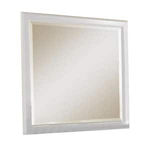 38.11 in. H x 35.83 in. W White Modern Wooden Frame Wall Mirror with Rectangular Framework