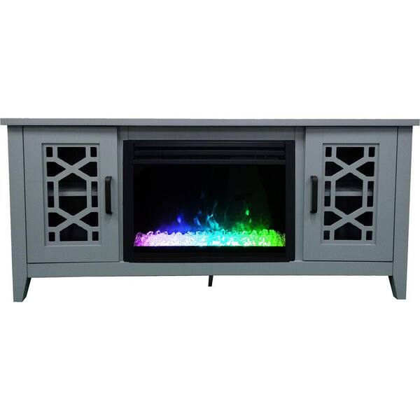 Cambridge Stardust 55.9 in. Mid-Century Modern Freestanding Electric Fireplace in Slate Blue