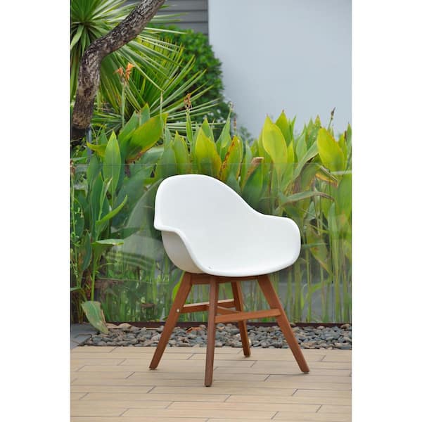 Amazonia Carilo Deluxe White Dark Legs Wood Outdoor Dining Chair (4-Pack)