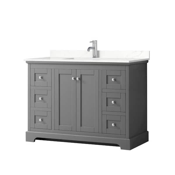 Wyndham Collection Avery 48 in. W x 22 in. D x 35 in. H Single Bath Vanity in Dark Gray with Giotto Quartz Top