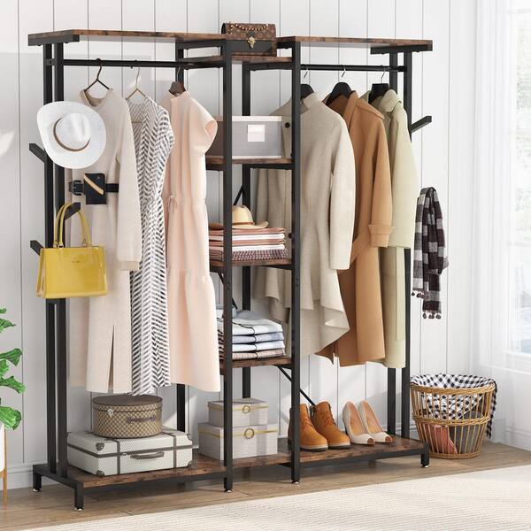 Tribesigns Freestanding Closet Organizer for Hanging Clothes, Heavy Duty  Garment Rack with 4 Drawers, 8 Hooks and Storage Shelves, Wardrobe Closet