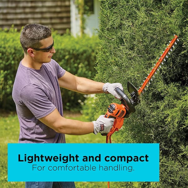 BLACK+DECKER 20 in. 3.8 AMP Corded Dual Action Electric Hedge Trimmer with Saw  Blade Tip BEHTS300 - The Home Depot