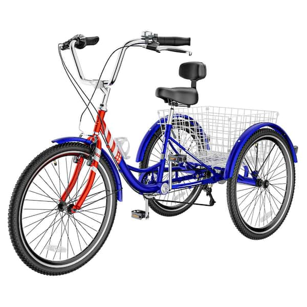 Unbranded Adult Tricycles 7 Speed, Adult Trikes 26 in. 3 Wheel Bikes, 3-Wheeled Bicycles Cruise Trike with Shopping Basket